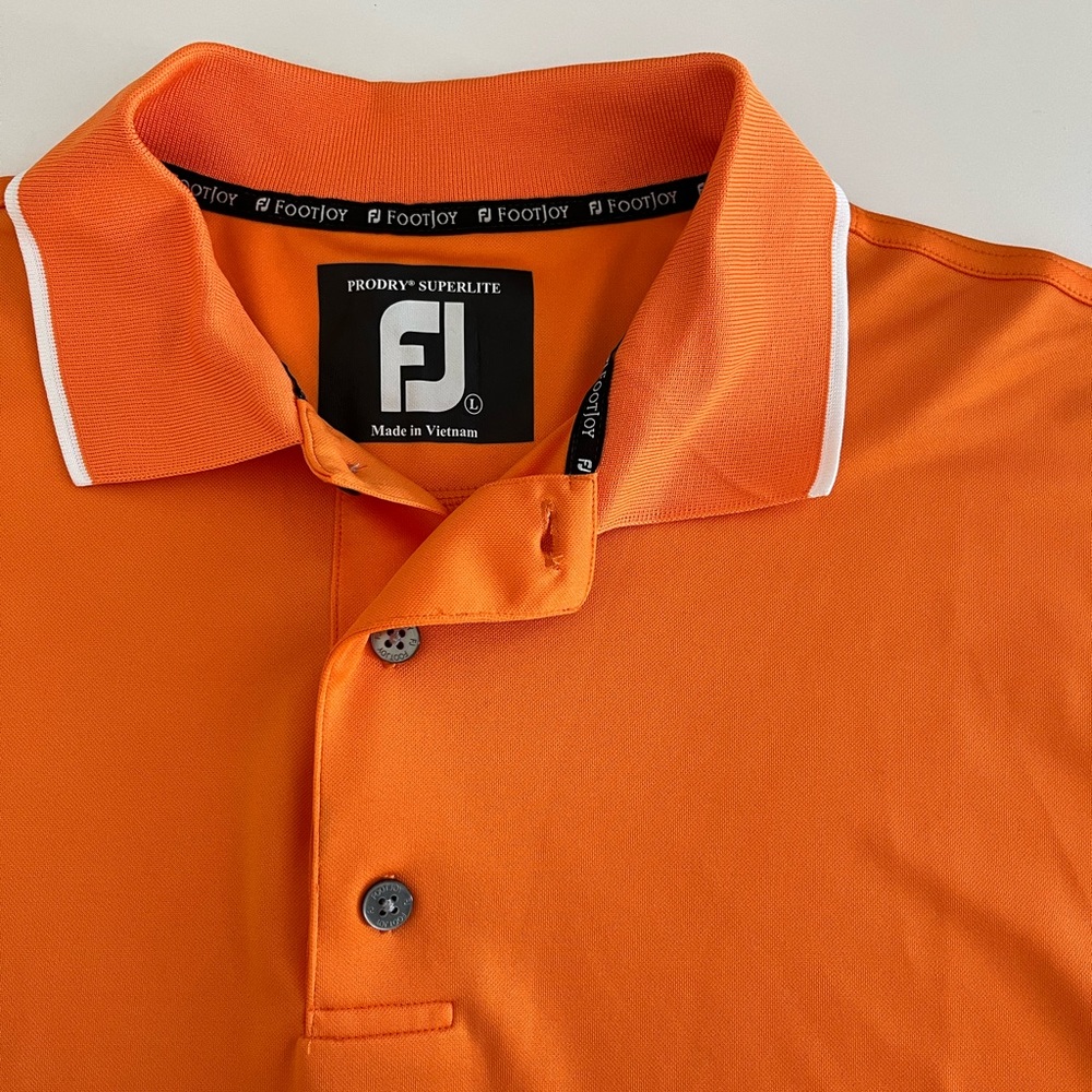 Footjoy Prodry Superlite Golf Polo Short Sleeve Orange Large